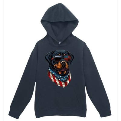 Rottweiler 4th Of July American Flag Glasses Stay Cool Urban Pullover Hoodie