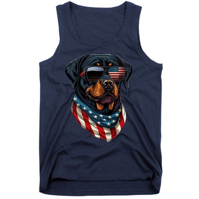 Rottweiler 4th Of July American Flag Glasses Stay Cool Tank Top