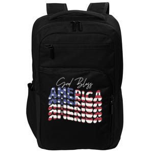 Retro 4th Of July Gift Wavy Font God Bless America Usa Flag Gift Impact Tech Backpack