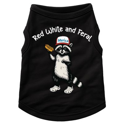 Raccoon 4th Of July Patriotic Funny Cute Red White And Feral Doggie Tank