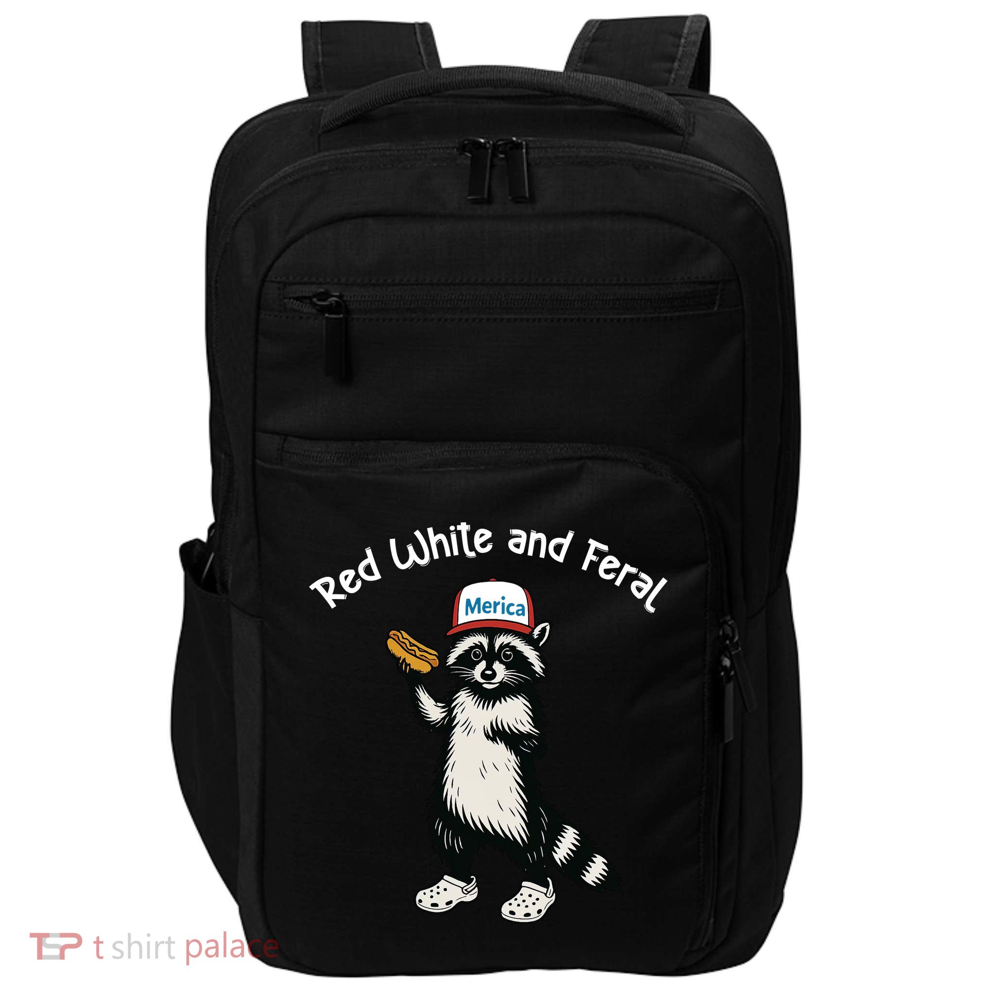 Raccoon 4th Of July Patriotic Funny Cute Red White And Feral Impact Tech Backpack