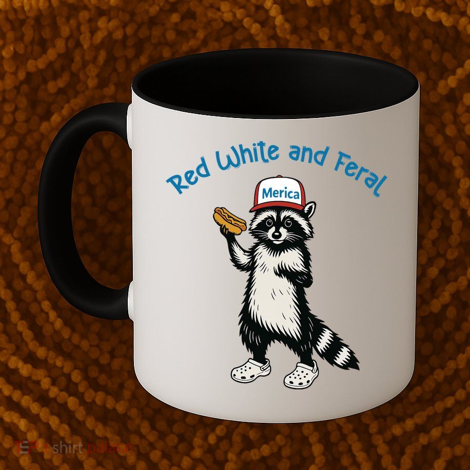 Raccoon 4th Of July Patriotic Funny Cute Red White And Feral Mug