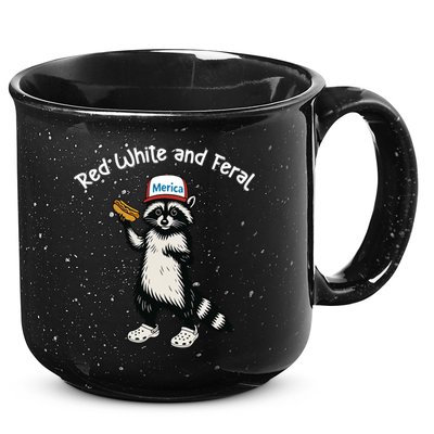 Raccoon 4th Of July Patriotic Funny Cute Red White And Feral 15oz Campfire Ceramic Mug