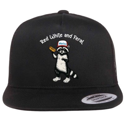 Raccoon 4th Of July Patriotic Funny Cute Red White And Feral Flatbill Hat
