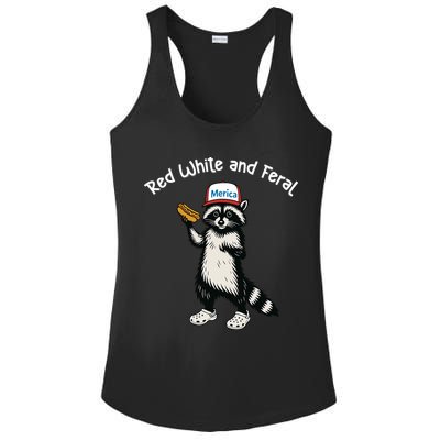Raccoon 4th Of July Patriotic Funny Cute Red White And Feral Ladies PosiCharge Competitor Racerback Tank