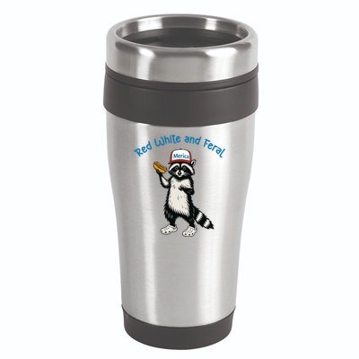 Raccoon 4th Of July Patriotic Funny Cute Red White And Feral 16oz Travel Tumbler