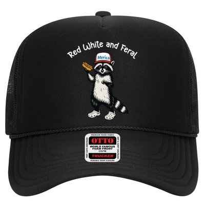 Raccoon 4th Of July Patriotic Funny Cute Red White And Feral Trucker Hat