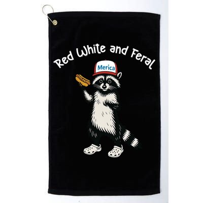 Raccoon 4th Of July Patriotic Funny Cute Red White And Feral Golf Towel