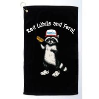 Raccoon 4th Of July Patriotic Funny Cute Red White And Feral Golf Towel