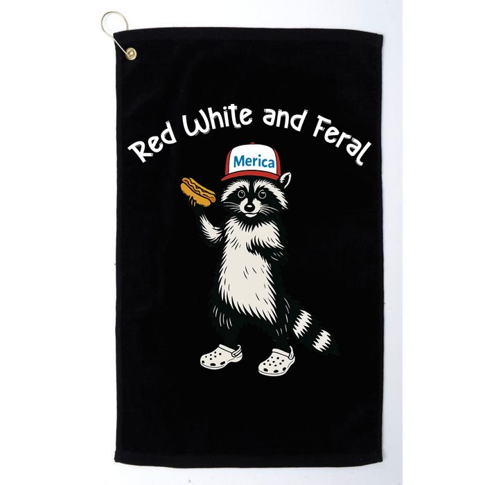 Raccoon 4th Of July Patriotic Funny Cute Red White And Feral Golf Towel