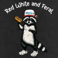 Raccoon 4th Of July Patriotic Funny Cute Red White And Feral Golf Towel