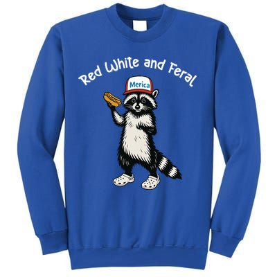 Raccoon 4th Of July Patriotic Funny Cute Red White And Feral Sweatshirt