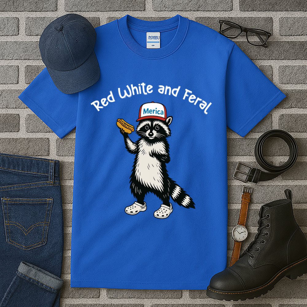 Raccoon 4th Of July Patriotic Funny Cute Red White And Feral Tall T-Shirt