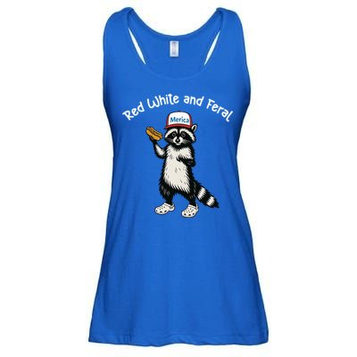 Raccoon 4th Of July Patriotic Funny Cute Red White And Feral Ladies Essential Flowy Tank
