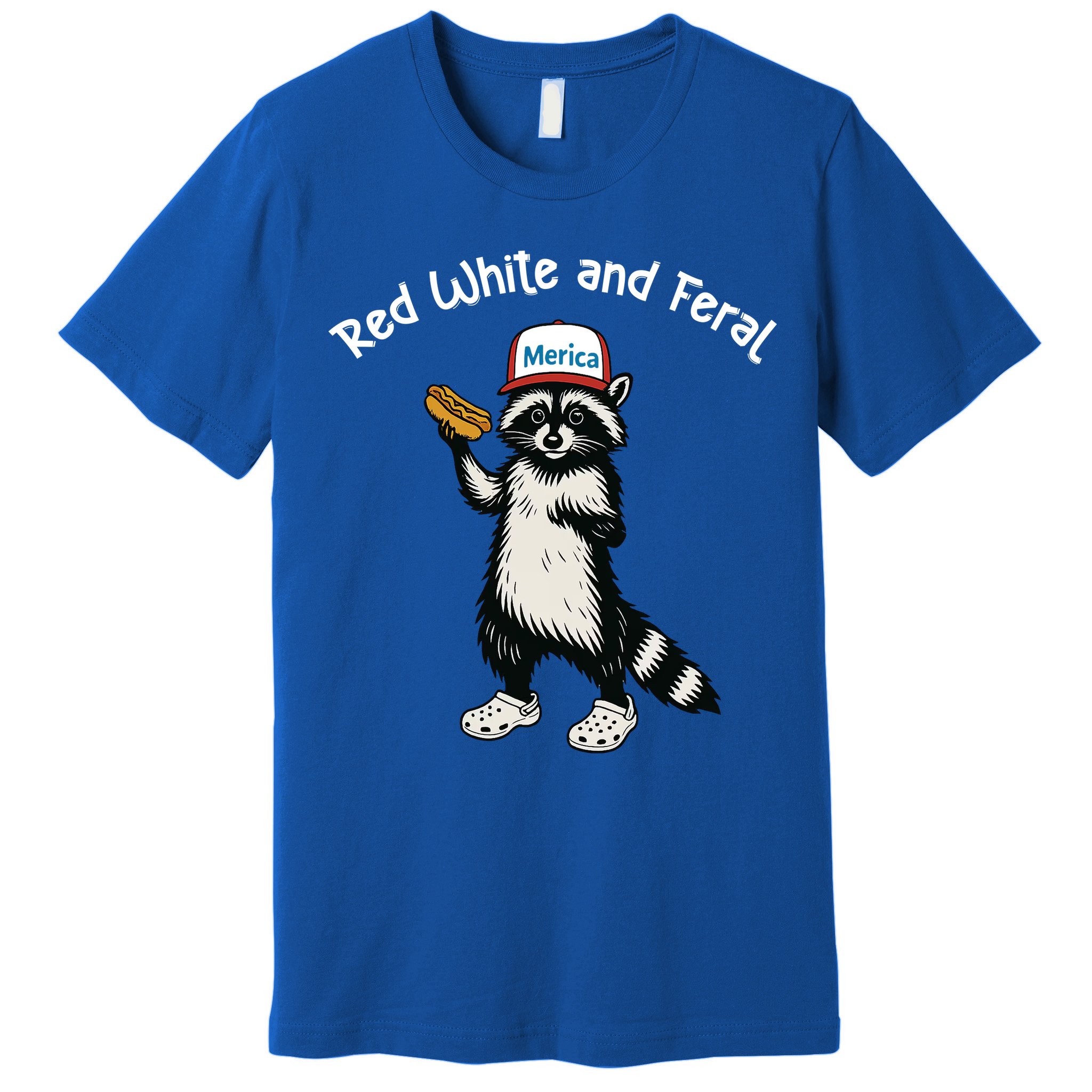 Raccoon 4th Of July Patriotic Funny Cute Red White And Feral Premium T-Shirt