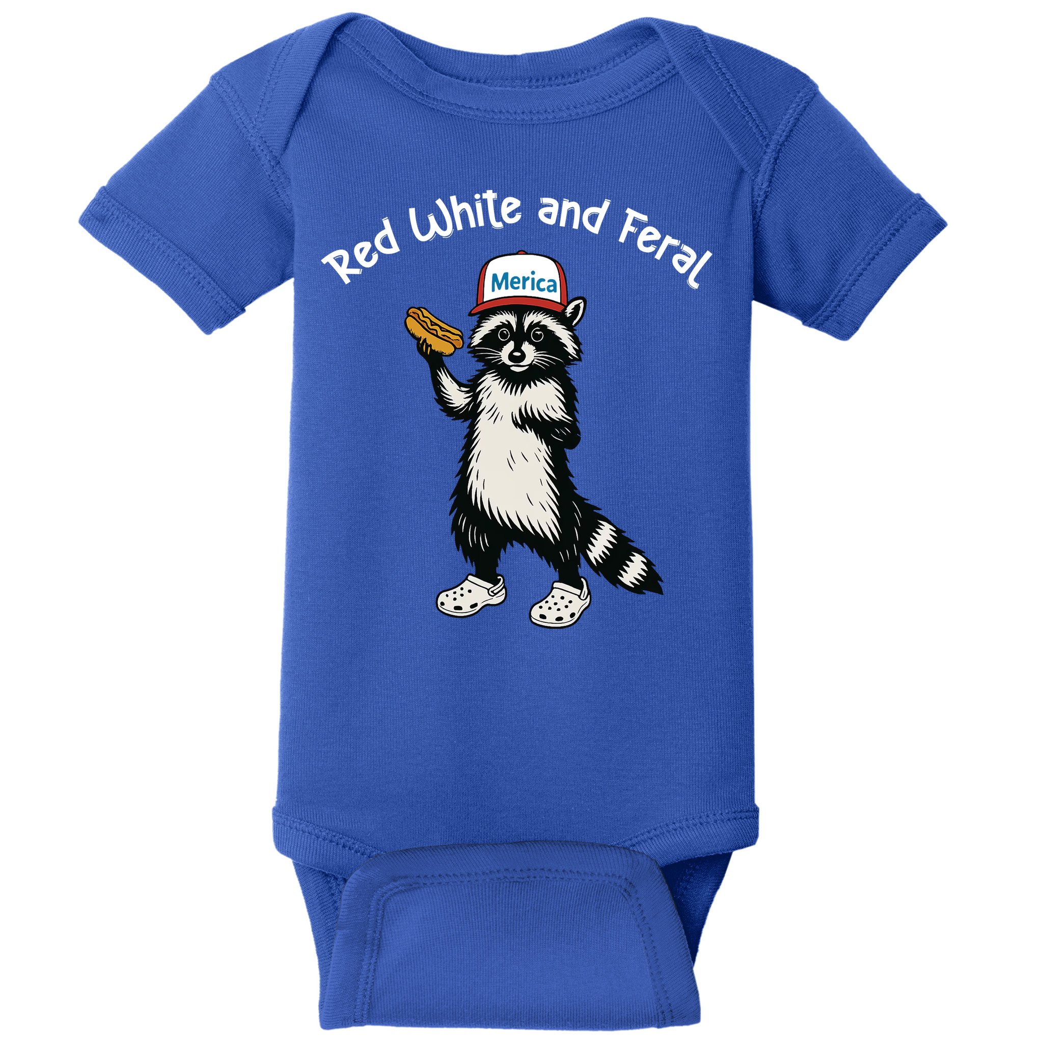 Raccoon 4th Of July Patriotic Funny Cute Red White And Feral Baby Bodysuit