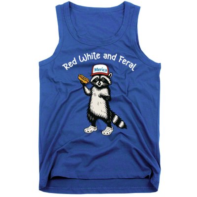 Raccoon 4th Of July Patriotic Funny Cute Red White And Feral Tank Top