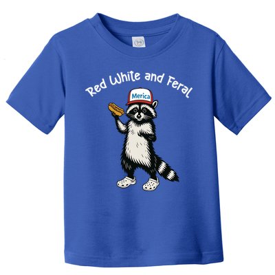 Raccoon 4th Of July Patriotic Funny Cute Red White And Feral Toddler T-Shirt