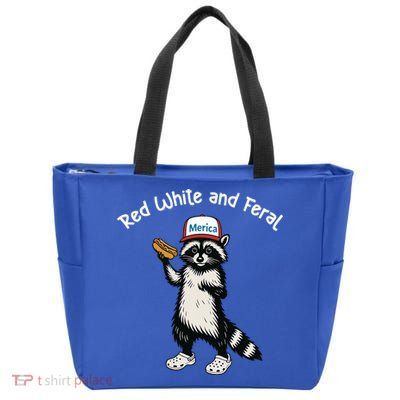 Raccoon 4th Of July Patriotic Funny Cute Red White And Feral Zip Tote Bag