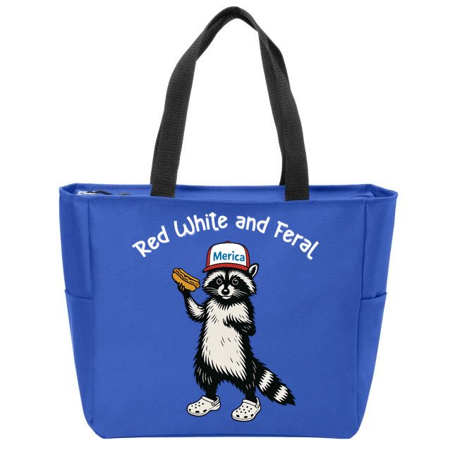 Raccoon 4th Of July Patriotic Funny Cute Red White And Feral Zip Tote Bag