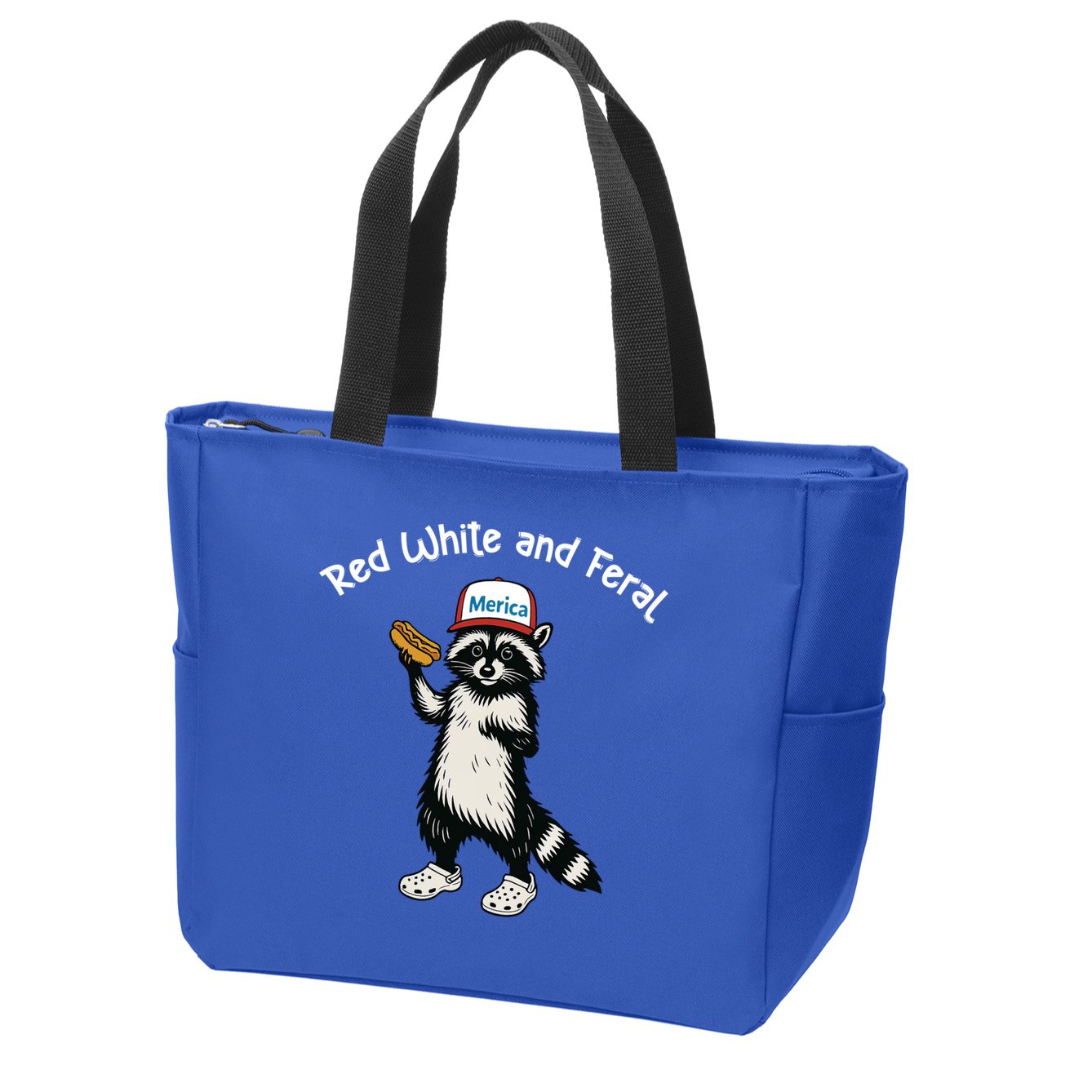 Raccoon 4th Of July Patriotic Funny Cute Red White And Feral Zip Tote Bag