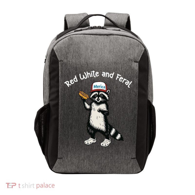 Raccoon 4th Of July Patriotic Funny Cute Red White And Feral Vector Backpack