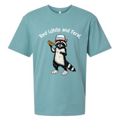 Raccoon 4th Of July Patriotic Funny Cute Red White And Feral Sueded Cloud Jersey T-Shirt