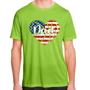 Retro 4th Of July Patriotic Basketball Dad Usa Flag Heart Great Gift Adult ChromaSoft Performance T-Shirt