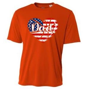 Retro 4th Of July Patriotic Basketball Dad Usa Flag Heart Great Gift Cooling Performance Crew T-Shirt