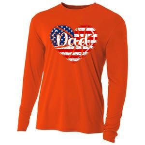 Retro 4th Of July Patriotic Basketball Dad Usa Flag Heart Great Gift Cooling Performance Long Sleeve Crew