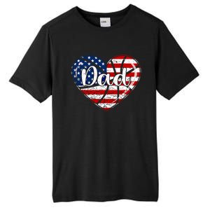 Retro 4th Of July Patriotic Basketball Dad Usa Flag Heart Great Gift Tall Fusion ChromaSoft Performance T-Shirt