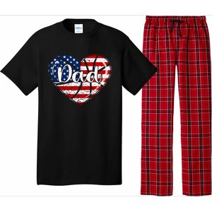 Retro 4th Of July Patriotic Basketball Dad Usa Flag Heart Great Gift Pajama Set