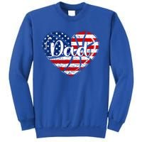 Retro 4th Of July Patriotic Basketball Dad Usa Flag Heart Great Gift Sweatshirt