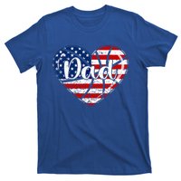 Retro 4th Of July Patriotic Basketball Dad Usa Flag Heart Great Gift T-Shirt