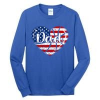 Retro 4th Of July Patriotic Basketball Dad Usa Flag Heart Great Gift Tall Long Sleeve T-Shirt