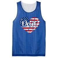 Retro 4th Of July Patriotic Basketball Dad Usa Flag Heart Great Gift Mesh Reversible Basketball Jersey Tank