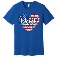 Retro 4th Of July Patriotic Basketball Dad Usa Flag Heart Great Gift Premium T-Shirt