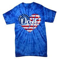 Retro 4th Of July Patriotic Basketball Dad Usa Flag Heart Great Gift Tie-Dye T-Shirt