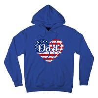 Retro 4th Of July Patriotic Basketball Dad Usa Flag Heart Great Gift Tall Hoodie