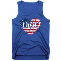 Retro 4th Of July Patriotic Basketball Dad Usa Flag Heart Great Gift Tank Top