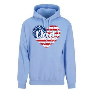 Retro 4th Of July Patriotic Basketball Dad Usa Flag Heart Great Gift Unisex Surf Hoodie