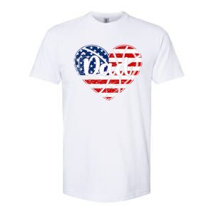 Retro 4th Of July Patriotic Basketball Dad Usa Flag Heart Great Gift Softstyle CVC T-Shirt