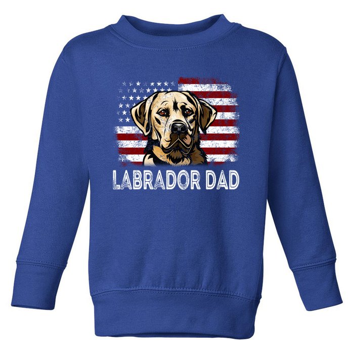 Retro 4th Of July Labrador Vintage American Flag Gift Toddler Sweatshirt