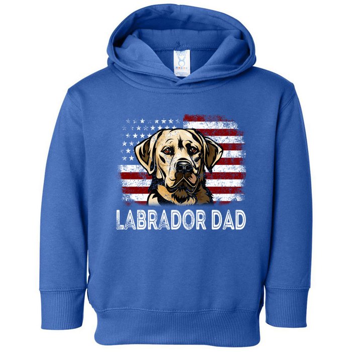 Retro 4th Of July Labrador Vintage American Flag Gift Toddler Hoodie