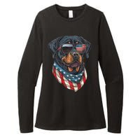 Rottweiler 4th Of July American Flag Glasses Stay Cool Womens CVC Long Sleeve Shirt