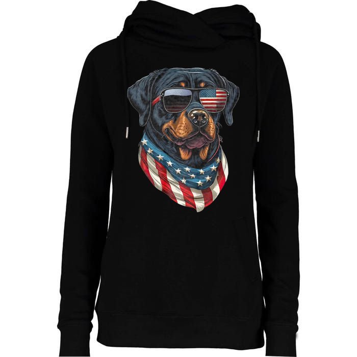 Rottweiler 4th Of July American Flag Glasses Stay Cool Womens Funnel Neck Pullover Hood