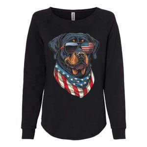 Rottweiler 4th Of July American Flag Glasses Stay Cool Womens California Wash Sweatshirt