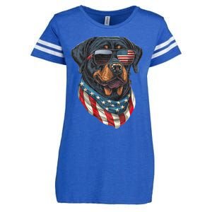 Rottweiler 4th Of July American Flag Glasses Stay Cool Enza Ladies Jersey Football T-Shirt