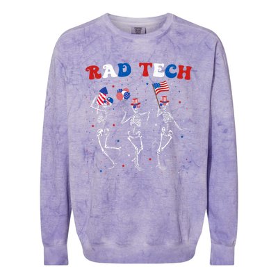 Radiology 4th Of July Rad Tech Xray Tech Skeleton Patriotic Colorblast Crewneck Sweatshirt