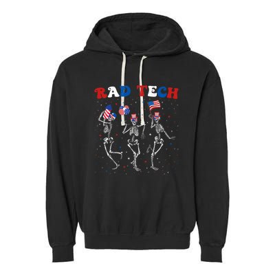 Radiology 4th Of July Rad Tech Xray Tech Skeleton Patriotic Garment-Dyed Fleece Hoodie